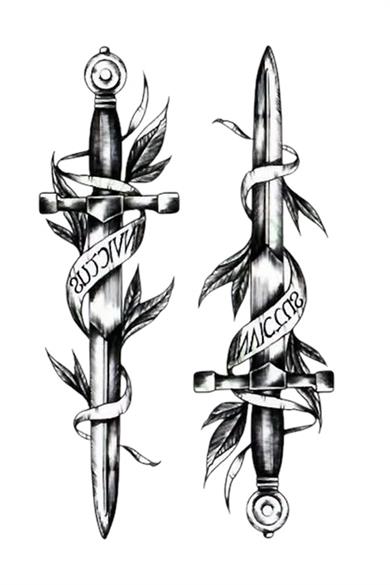 Geçici Kılıç Figürlü Mini Dövme Tattoo