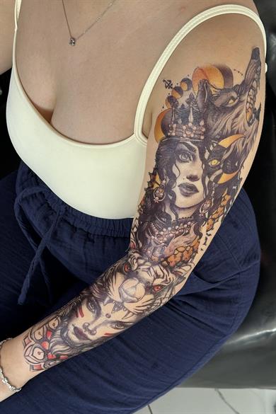 Geçici Kız Figürlü Dövme Tattoo