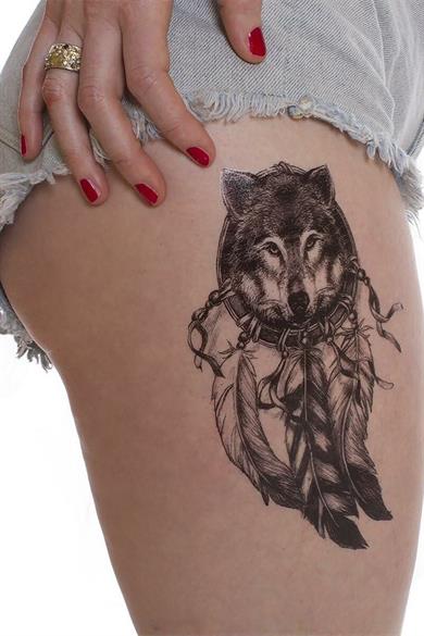 Geçici Kurt Figürlü Dövme Tatto