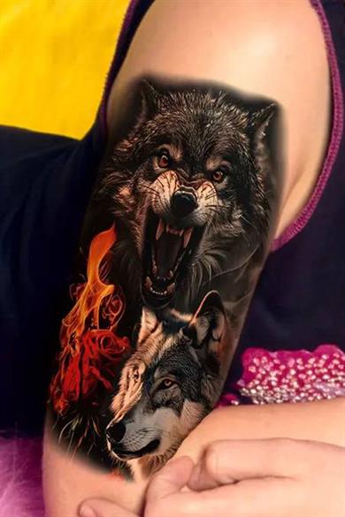 Geçici Kurt Figürlü Dövme Tattoo