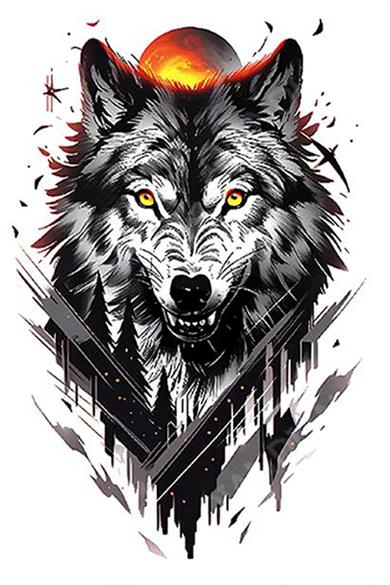 Geçici Kurt Figürlü Dövme Tattoo