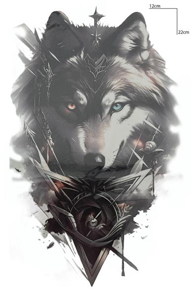 Geçici Kurt Figürlü Dövme Tattoo