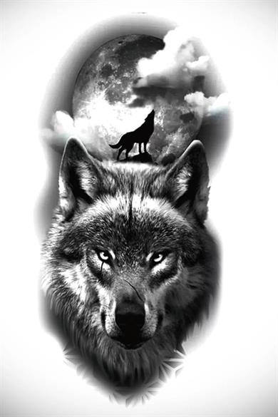 Geçici Kurt Figürlü Dövme Tattoo