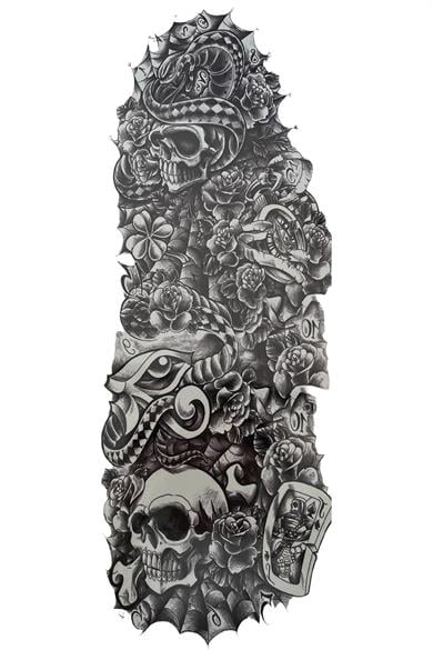 Geçici Kuru Kafa Figürlü Dövme Tattoo