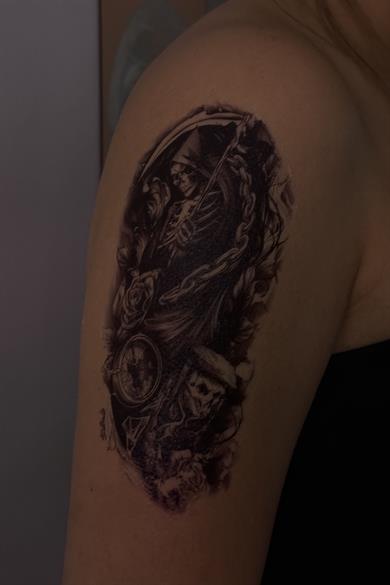 Geçici Kuru Kafa Figürlü Dövme Tattoo