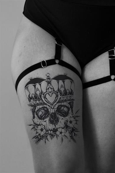 Geçici Kuru Kafa Figürlü Dövme Tattoo