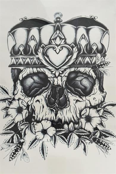Geçici Kuru Kafa Figürlü Dövme Tattoo