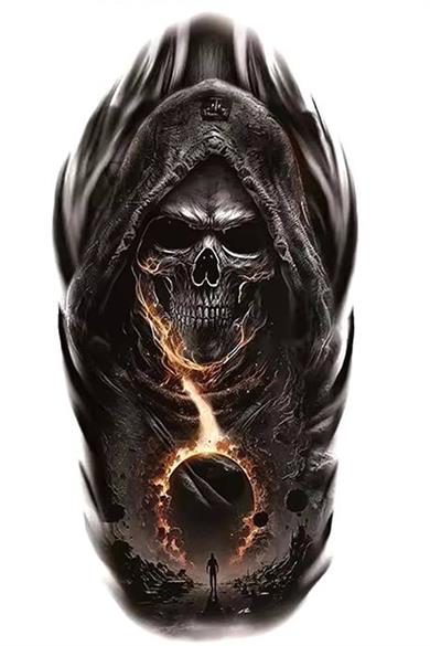 Geçici Kuru Kafa Figürlü Dövme Tattoo