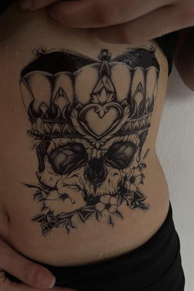 Geçici Kuru Kafa Figürlü Dövme Tattoo