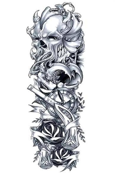 Geçici Kuru Kafa Figürlü Dövme Tattoo