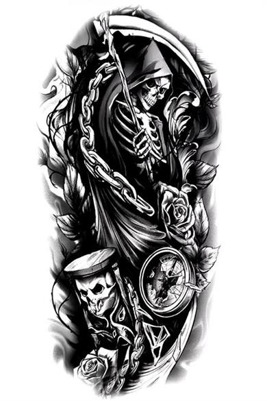 Geçici Kuru Kafa Figürlü Dövme Tattoo