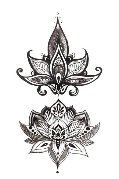 Geçici Lotus Figürlü Mini Dövme Tattoo