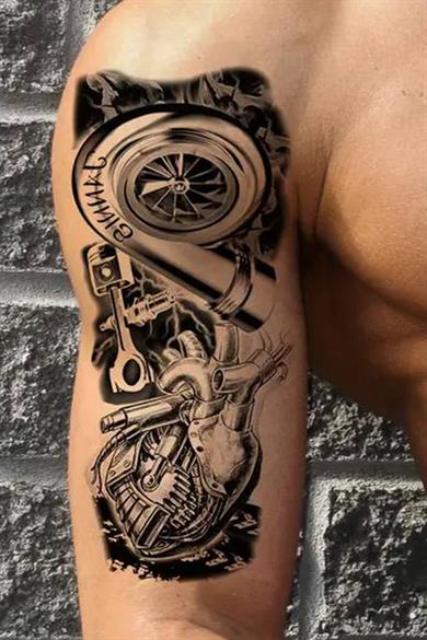 Geçici Makina Figürlü Dövme Tattoo