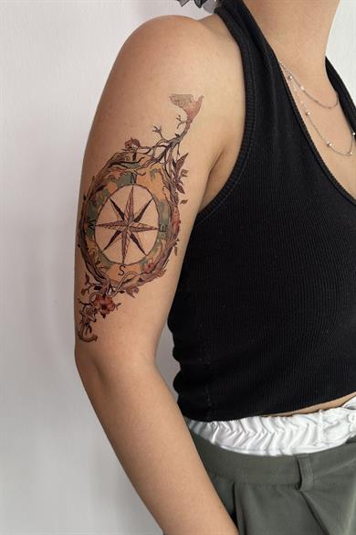 Geçici Pusula Dövme Tattoo