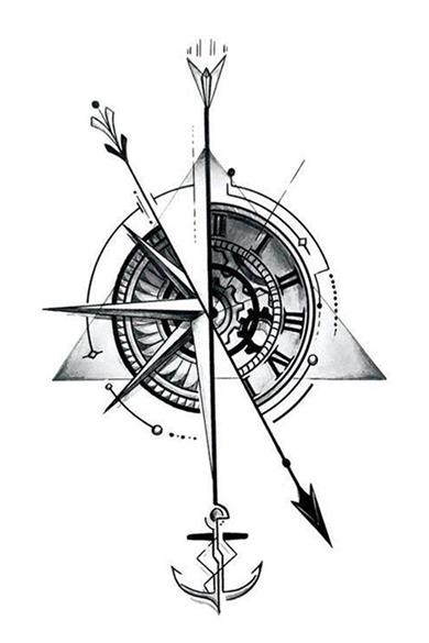 Geçici Pusula Figürlü Mini Dövme Tattoo