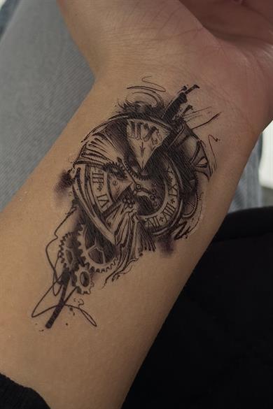 Geçici Pusula Figürlü Mini Dövme Tattoo