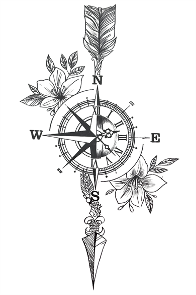 Geçici Pusula Figürlü Mini Dövme Tattoo