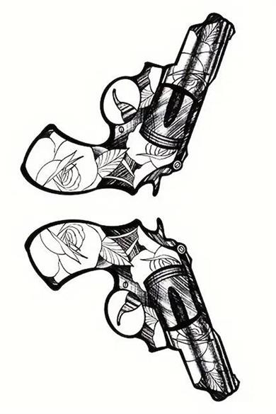Geçici Silah Figürlü Mini Dövme Tattoo