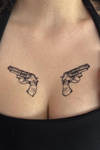 Geçici Silah Figürlü Mini Dövme Tattoo