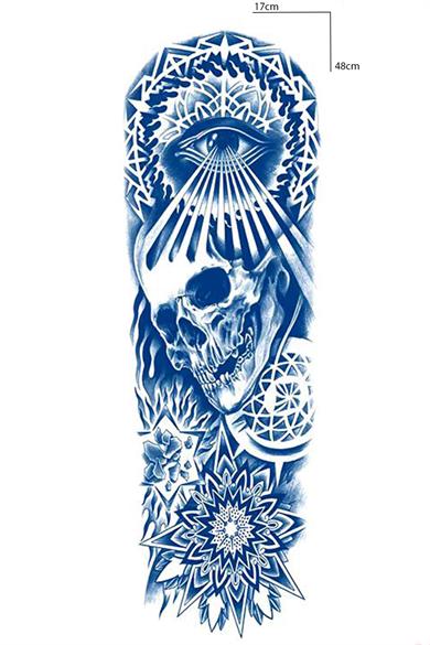 Göz Ve Kuru Kafa Figürlü 12 Saat Sonra Kararan Geçici Kol Dövme Tattoo