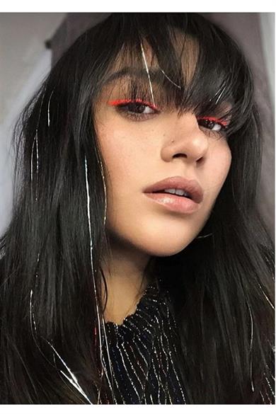 Gri Renk Simli Yan Postiş Hair Tinsel Shiny Hair (50 Cm)