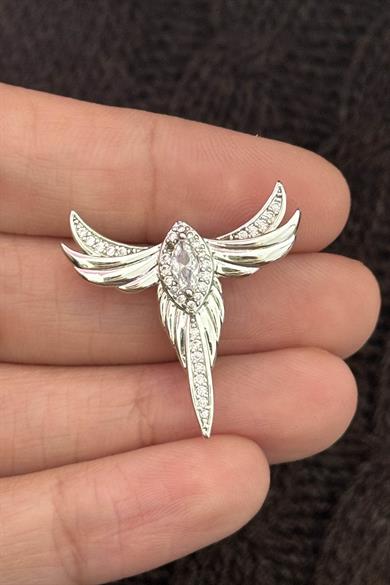 Gümüş Renk Anka Kuşu Figürlü Taş Detaylı Ajda Charm / Kolye/ Bileklik Ucu