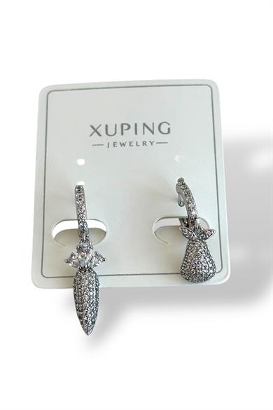 Gümüş Renk Armut Ve Havuç Figürlü Çelik Xuping Küpe (Çift)