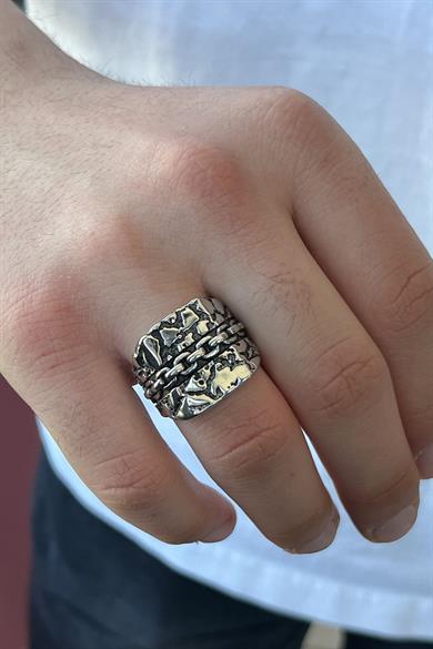 Gümüş Renk Ayarlanabilir Çelik Erkek Yüzük