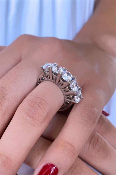 Gümüş Renk Beştaş Detaylı Çelik Xuping Yüzük (10 Numara)