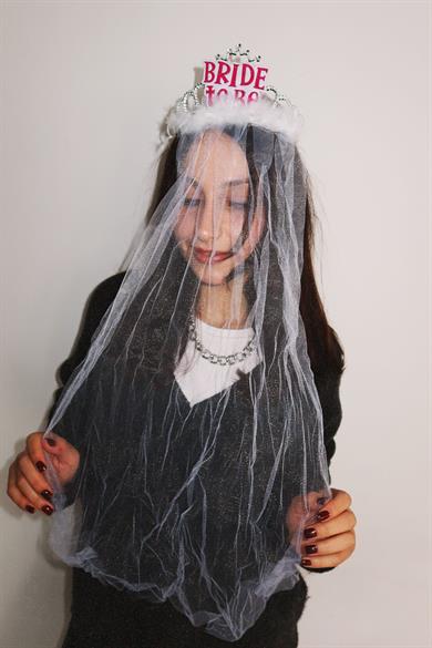 Gümüş Renk Bride To Be Duvak Detaylı Tarak Taç