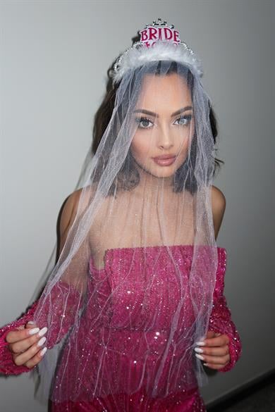 Gümüş Renk Bride To Be Duvak Detaylı Tarak Taç