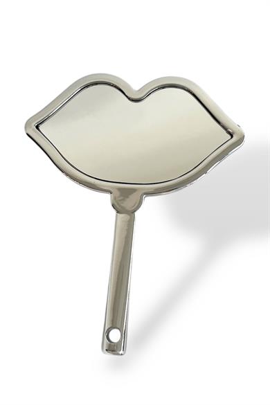 Gümüş Renk Dudak Detaylı El Aynası