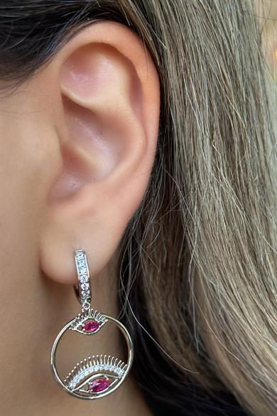 Gümüş Renk Göz Figürlü Çelik Xupıng Küpe (Çift)