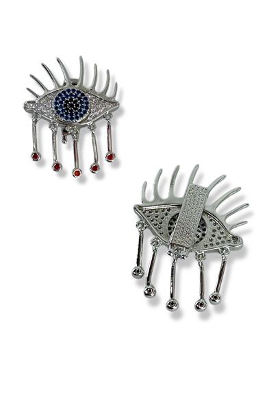 Gümüş Renk Göz Figürlü Taş Detaylı Ajda Charm / Kolye/ Bileklik Ucu