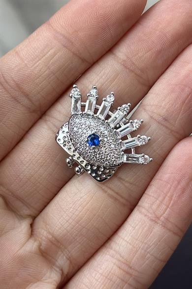 Gümüş Renk Göz Figürlü Taş Detaylı Ajda Charm / Kolye/ Bileklik Ucu