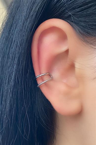Gümüş Renk Halka Ear Cuff (Çift)