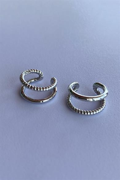 Gümüş Renk Halka Ear Cuff (Çift)