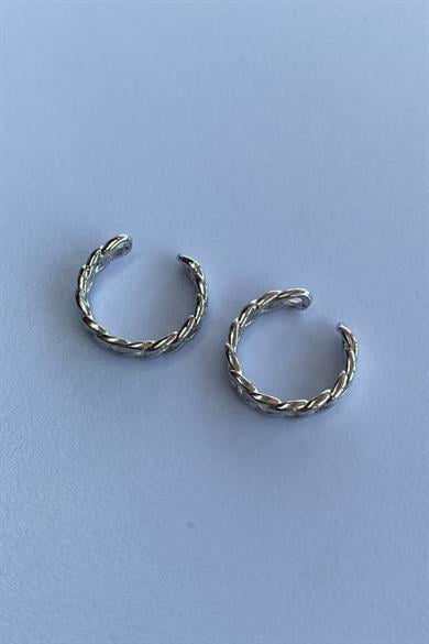 Gümüş Renk Halka Ear Cuff (Çift)