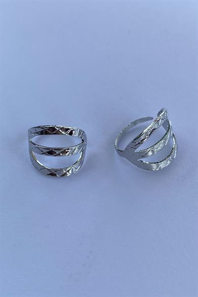 Gümüş Renk Halka Ear Cuff (Çift)