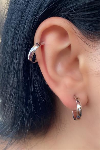 Gümüş Renk Halka Küpe (Çift)