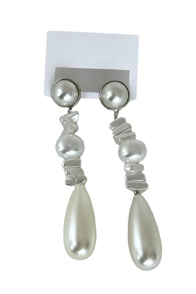 Gümüş Renk İnci Detaylı Abiye Küpe (Çift)