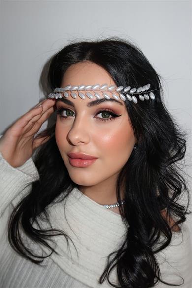 Gümüş Renk İnci Detaylı Saç Aksesuarı/ Alınlık