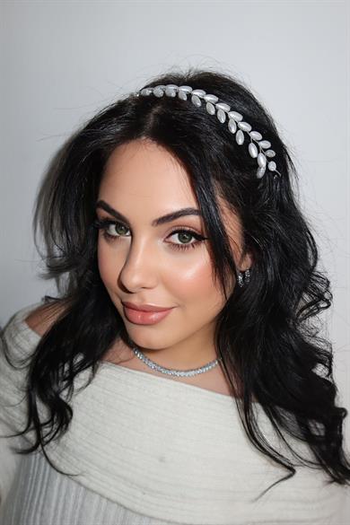 Gümüş Renk İnci Detaylı Saç Aksesuarı/ Alınlık