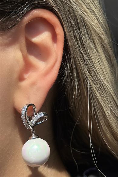 Gümüş Renk İnci Ve Taş Detaylı Çelik Xuping Küpe (Çift)