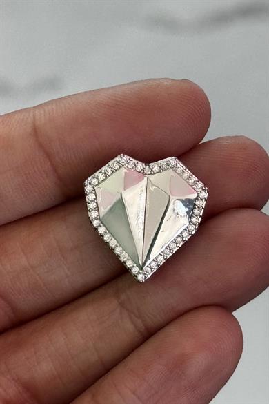 Gümüş Renk Kalp Figürlü Ajda Charm / Kolye/ Bileklik Ucu