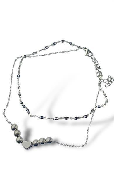 Gümüş Renk Kalp Figürlü Çelik Halhal