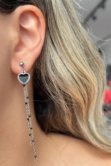 Gümüş Renk Kalp Figürlü Sallantılı Çelik Xuping Küpe (Çift)