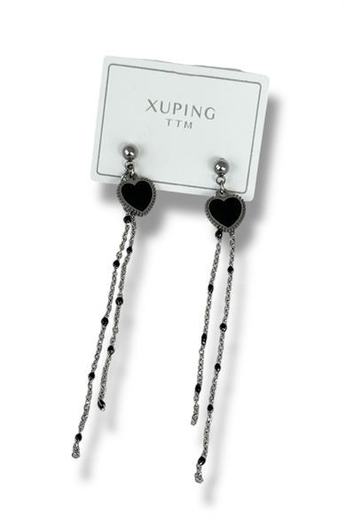 Gümüş Renk Kalp Figürlü Sallantılı Çelik Xuping Küpe (Çift)