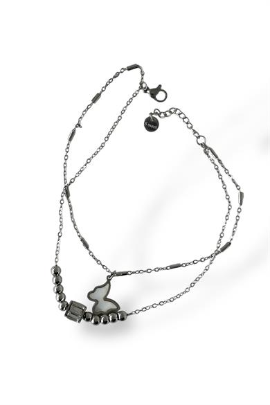 Gümüş Renk Kelebek Figürlü Çelik Halhal