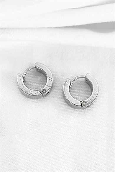 Silver Lizard Patterned Unisex Ring Earrings (Double)
